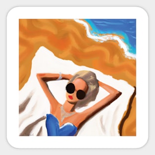 Woman on beach Sticker